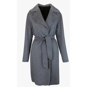 Kiton Napoli Cashmere Chinchilla Coat Womens 44 Grey Self Tie Belt Cincilla